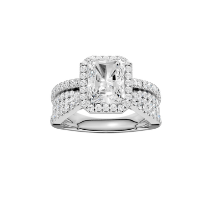 2.75ct Radiant Certified Single Halo Lab Diamond Ring