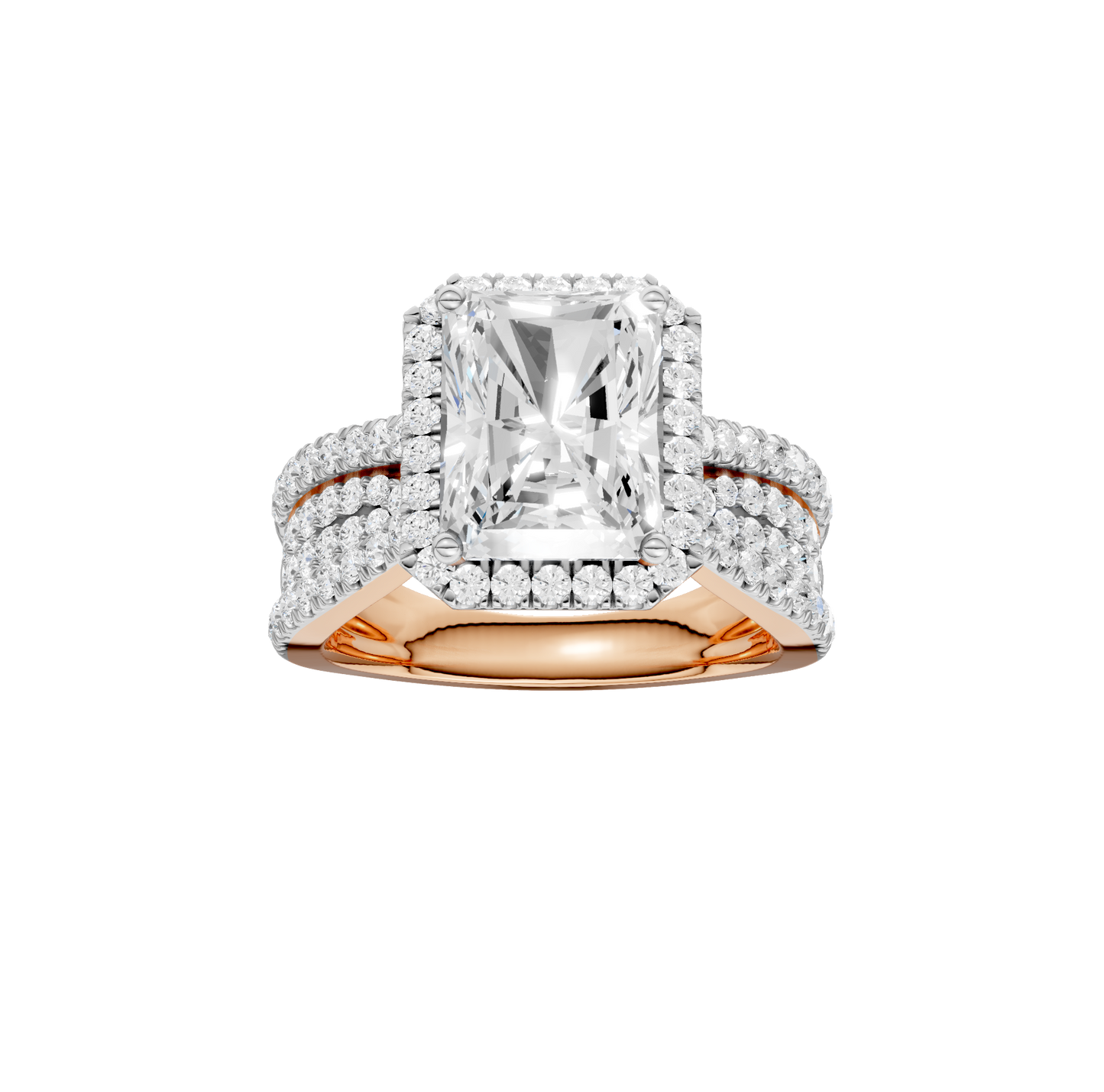 3.90ct Radiant Certified Single Halo Lab Diamond Ring