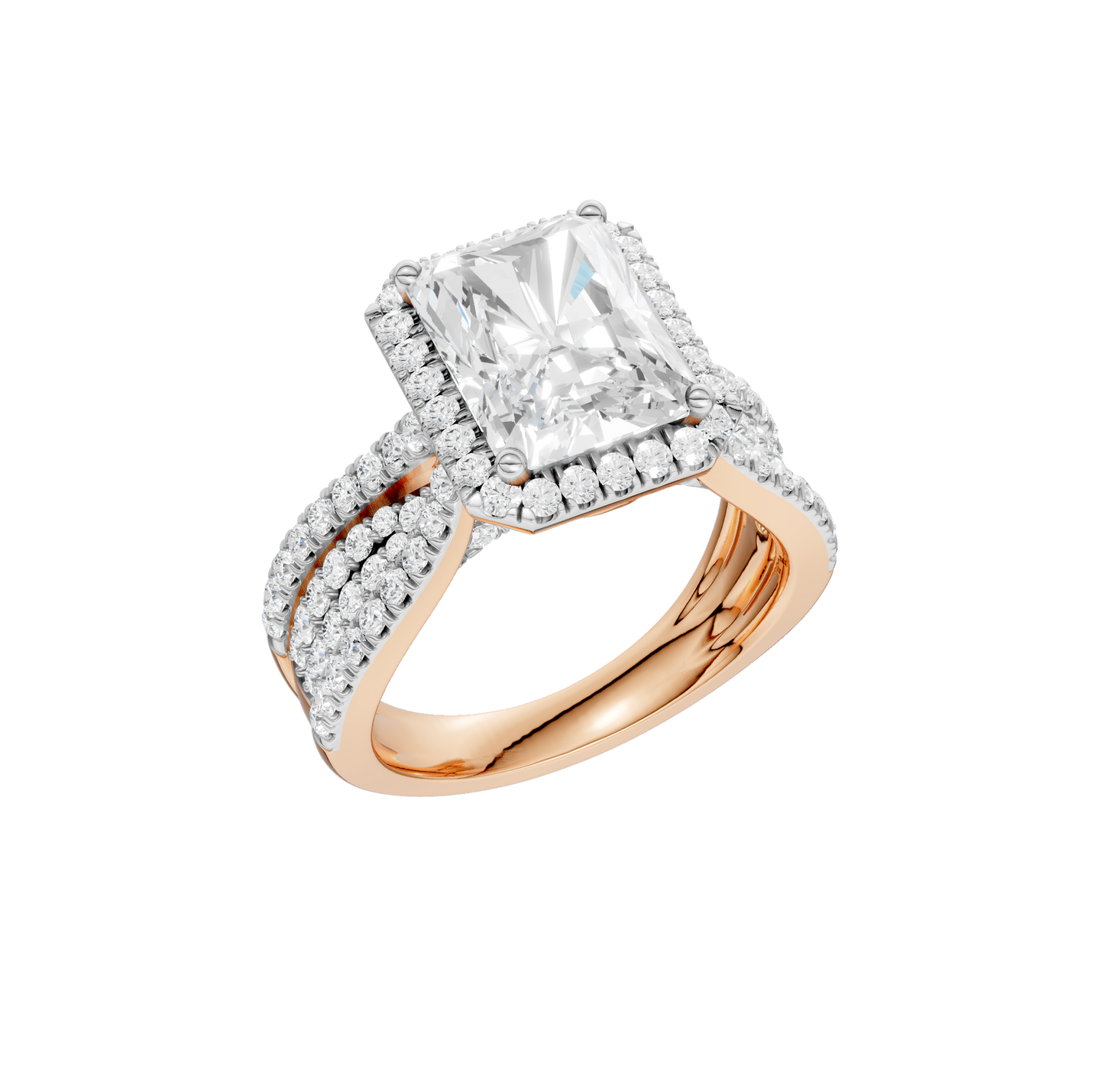 3.90ct Radiant Certified Single Halo Lab Diamond Ring