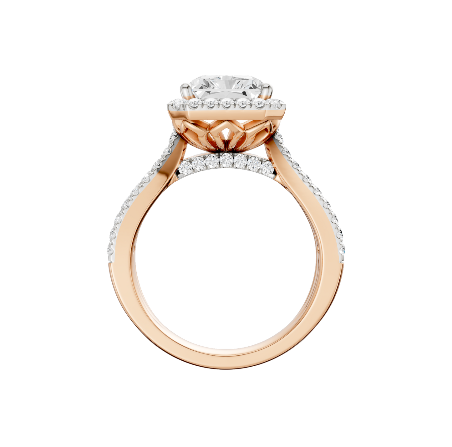 3.90ct Radiant Certified Single Halo Lab Diamond Ring