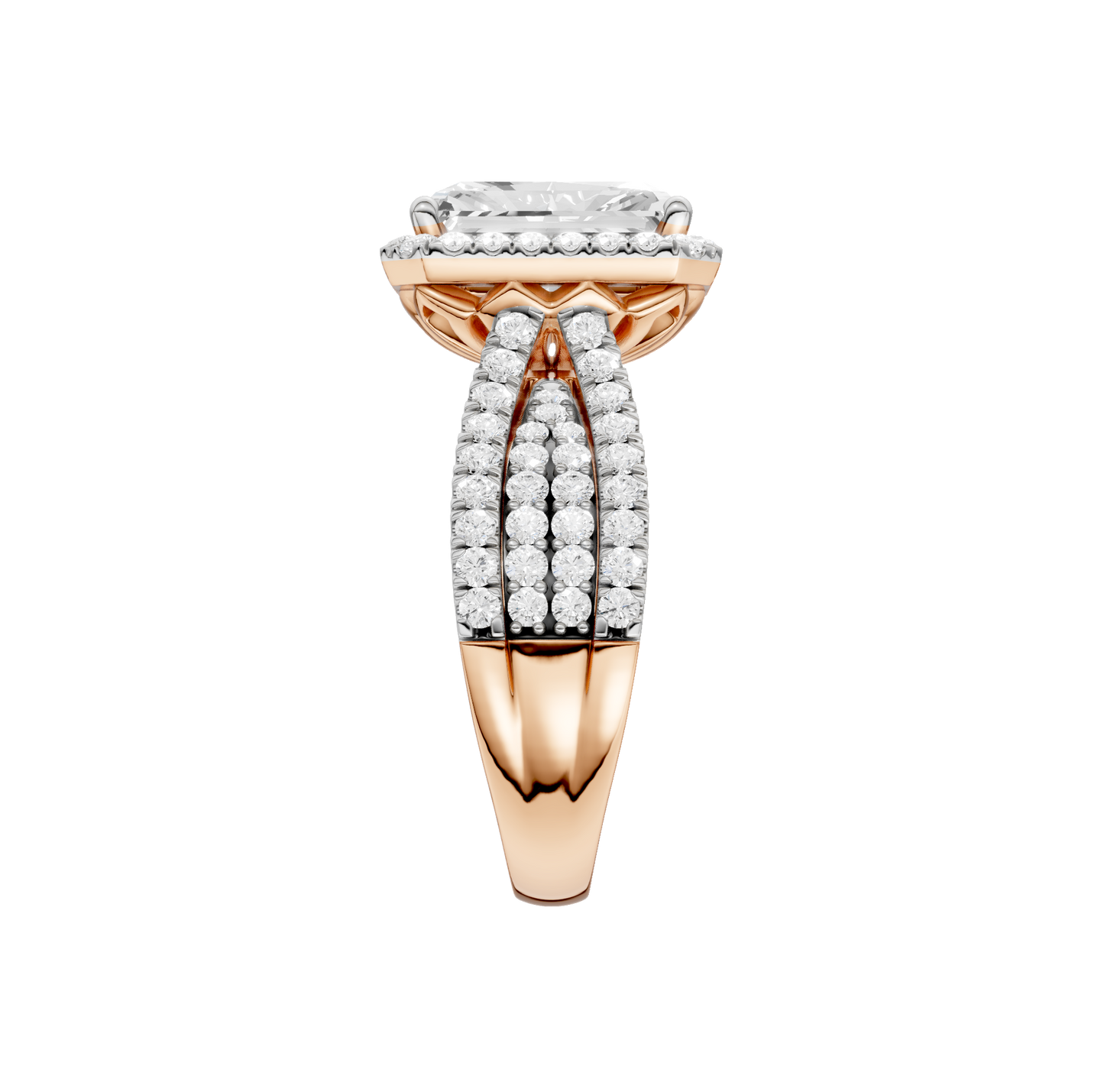 3.90ct Radiant Certified Single Halo Lab Diamond Ring