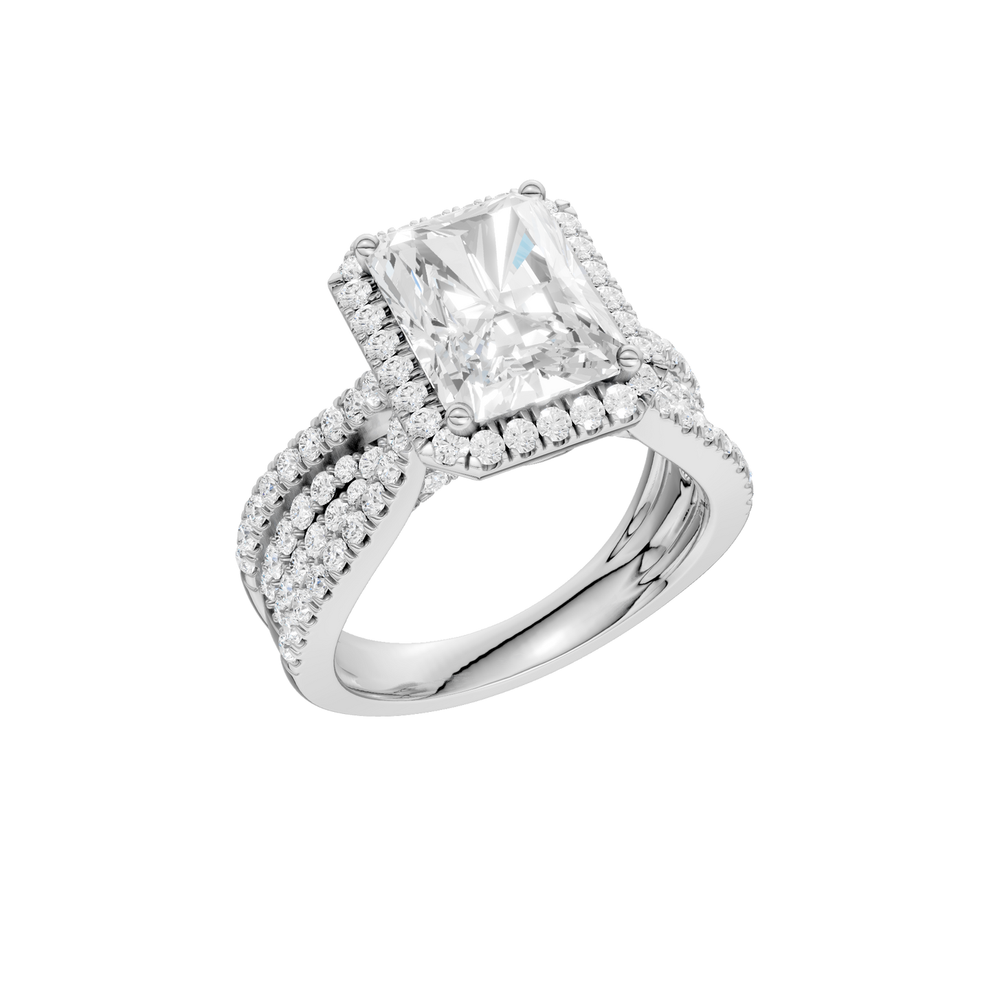 3.90ct Radiant Certified Single Halo Lab Diamond Ring