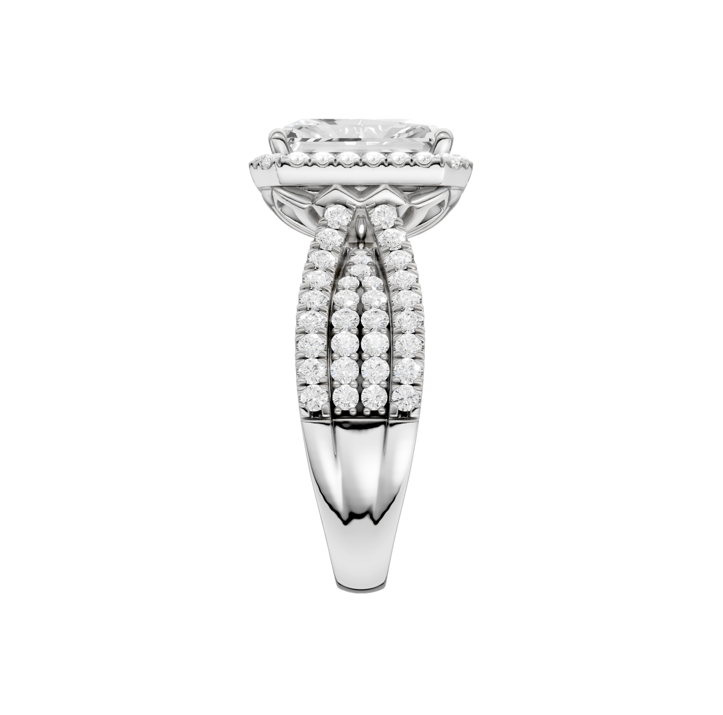 3.90ct Radiant Certified Single Halo Lab Diamond Ring