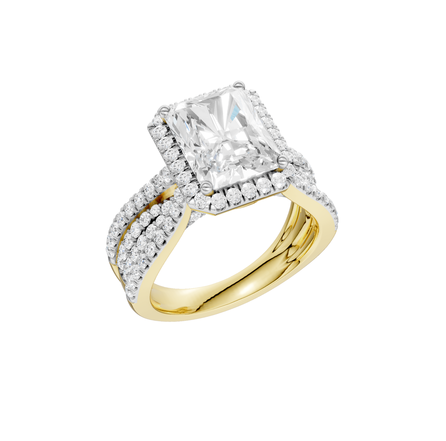 3.90ct Radiant Certified Single Halo Lab Diamond Ring