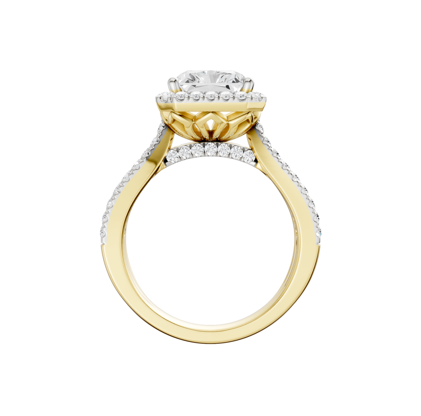 3.90ct Radiant Certified Single Halo Lab Diamond Ring