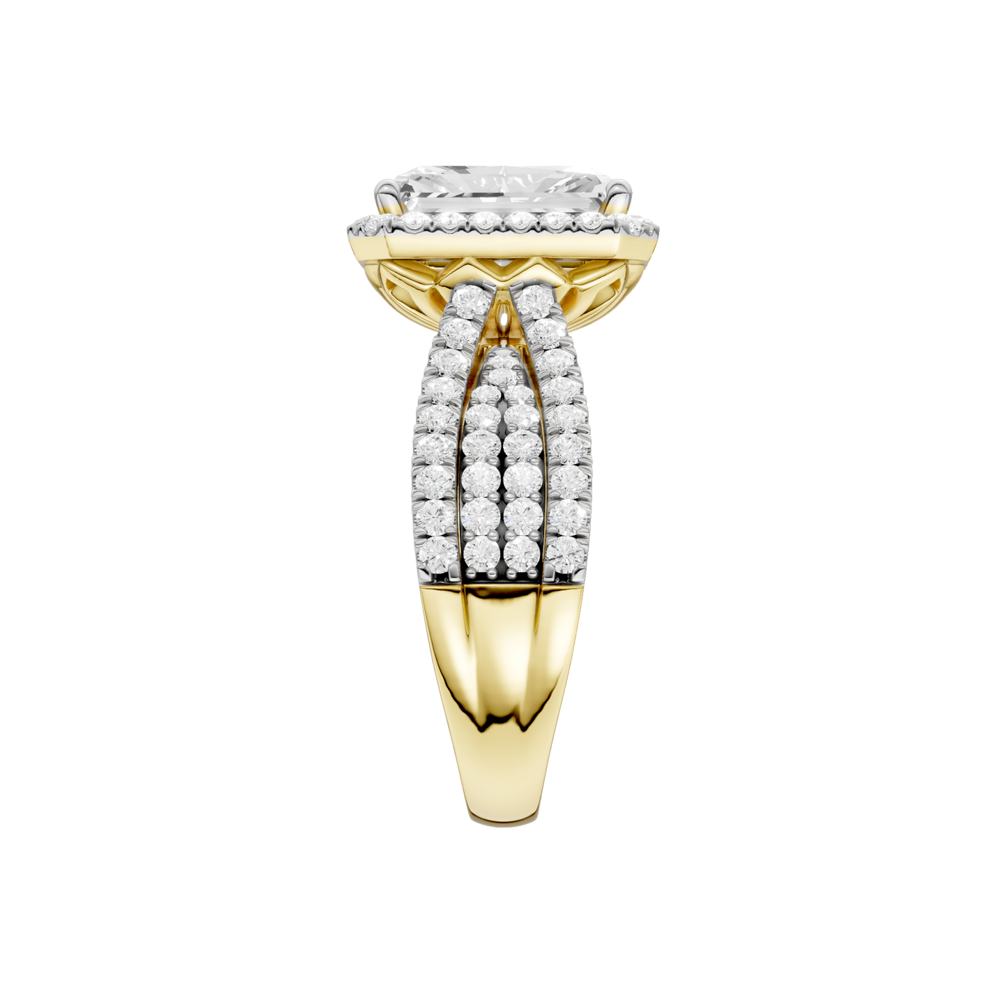 3.90ct Radiant Certified Single Halo Lab Diamond Ring