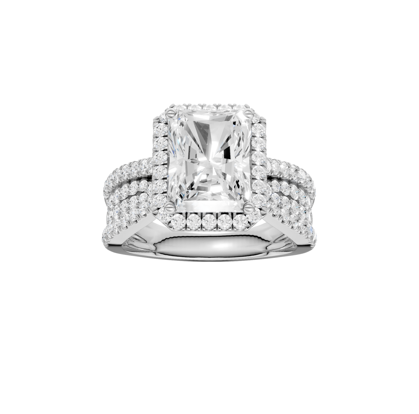 3.90ct Radiant Certified Single Halo Lab Diamond Ring