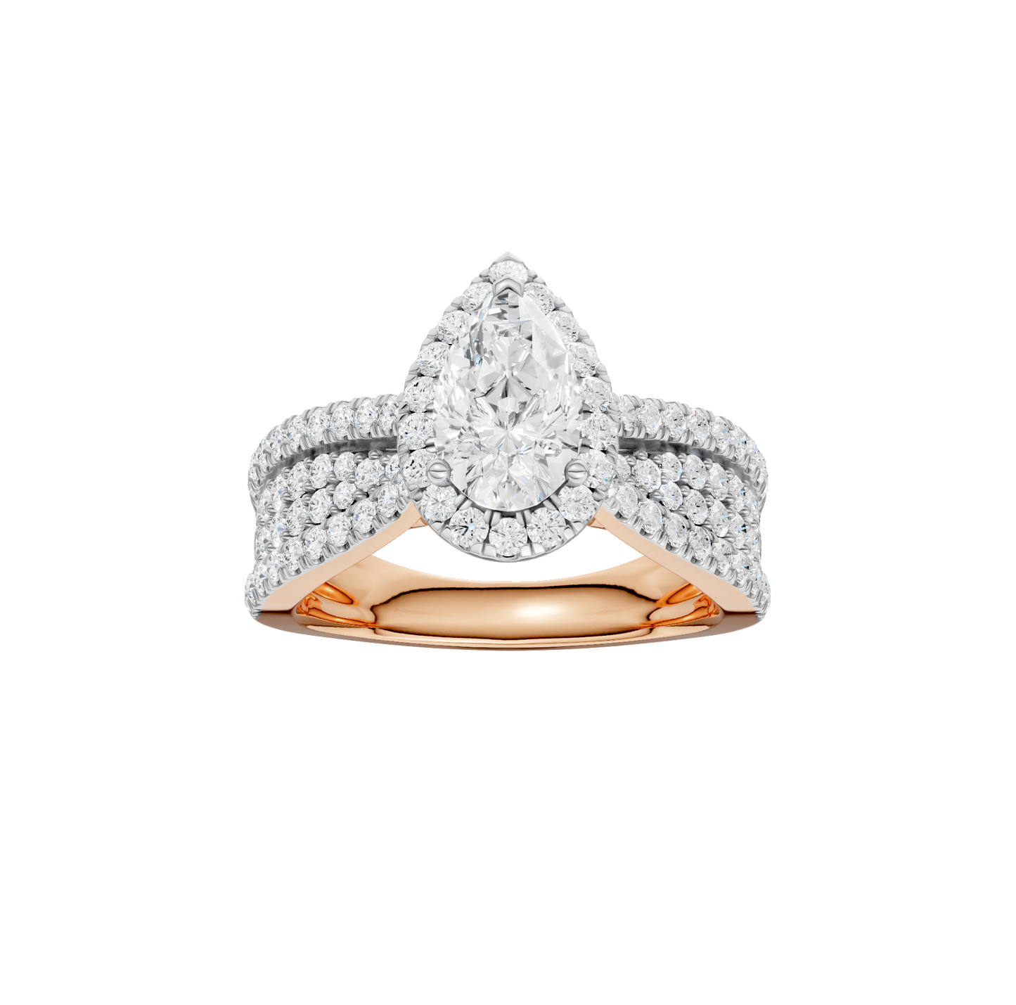 1.75ct Pear Shape Certified Single Halo Lab Diamond Ring