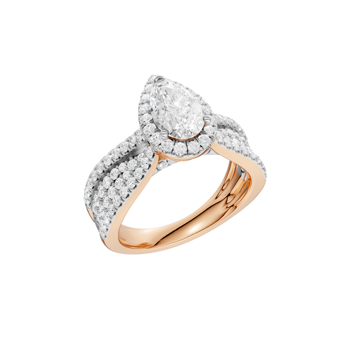 1.75ct Pear Shape Certified Single Halo Lab Diamond Ring