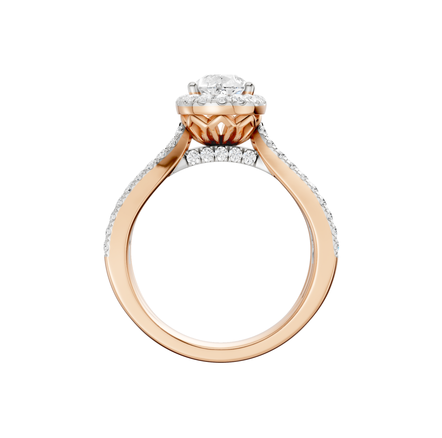 1.75ct Pear Shape Certified Single Halo Lab Diamond Ring