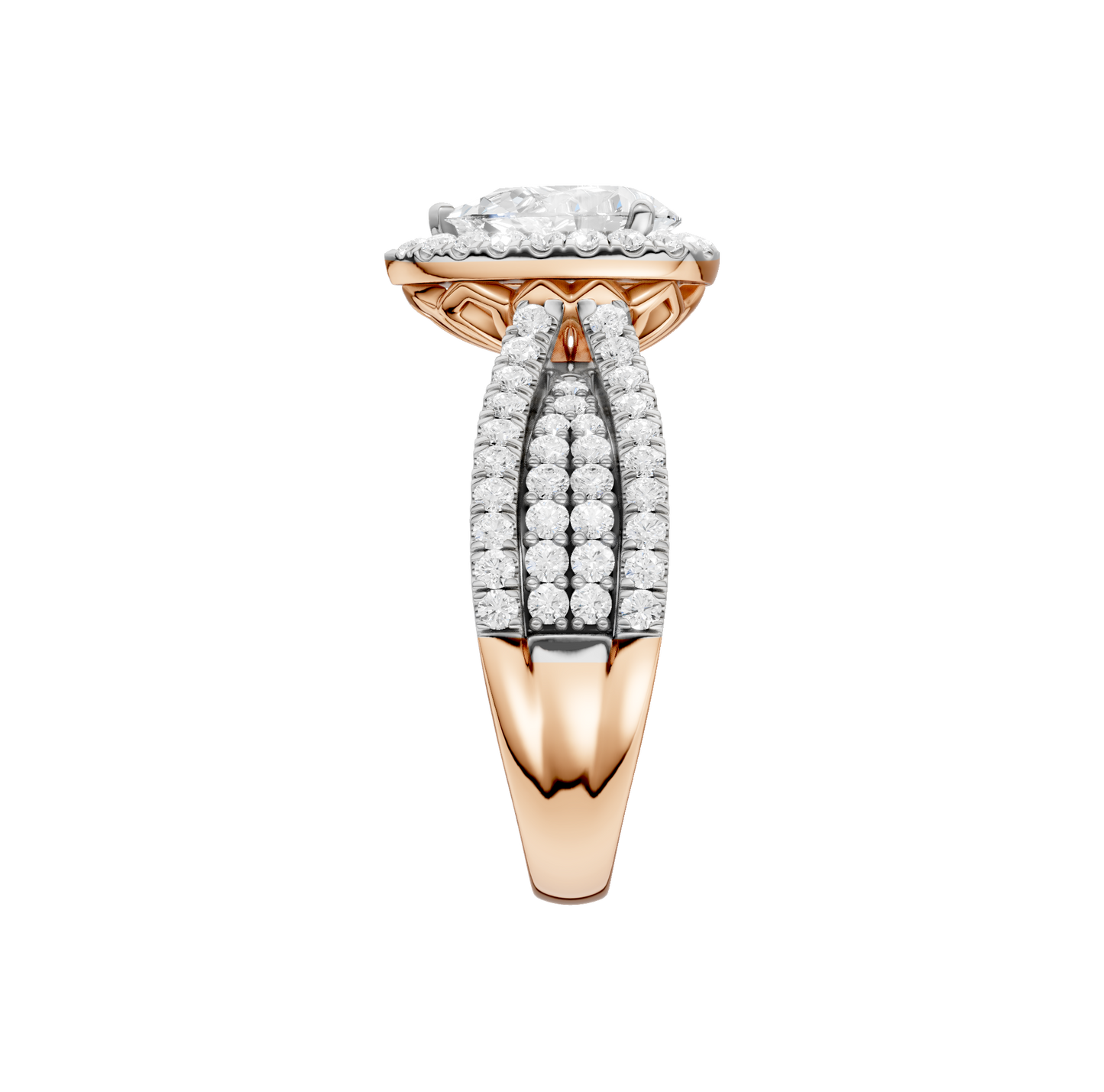 1.75ct Pear Shape Certified Single Halo Lab Diamond Ring