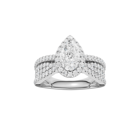 1.75ct Pear Shape Certified Single Halo Lab Diamond Ring