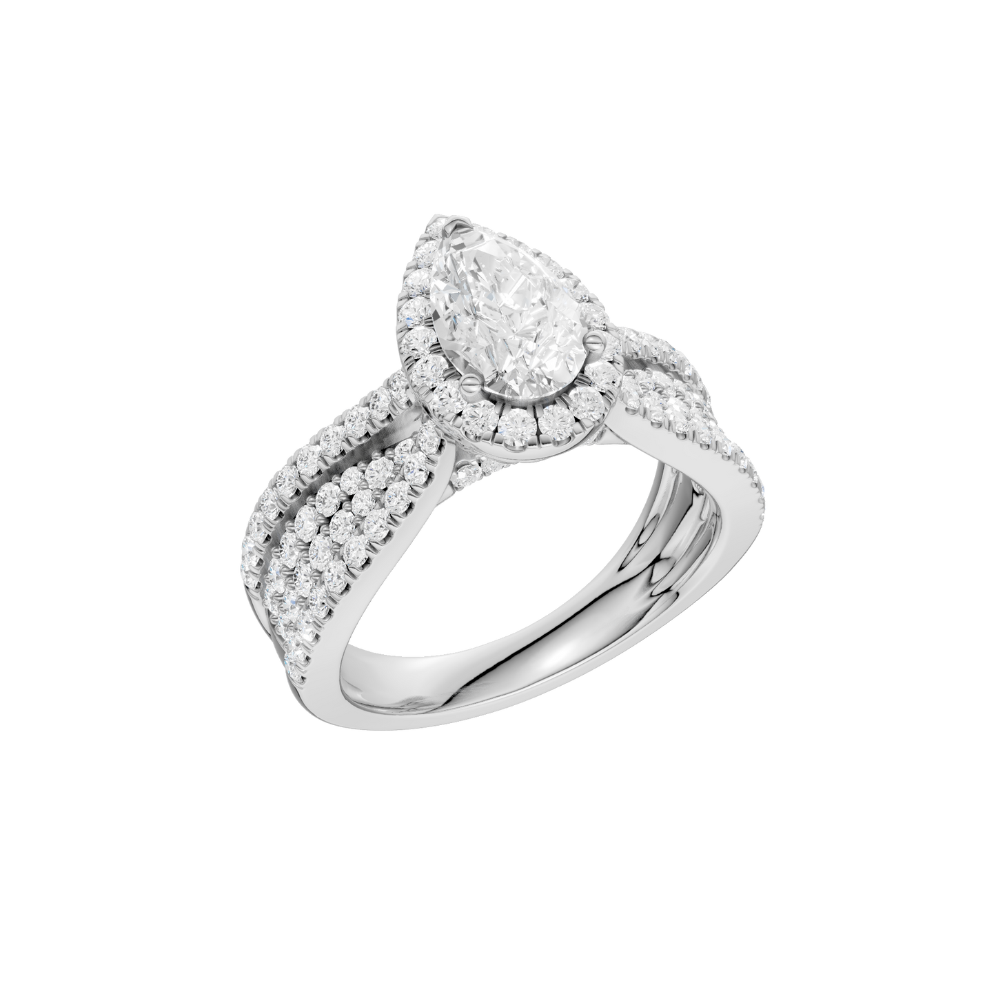 1.75ct Pear Shape Certified Single Halo Lab Diamond Ring