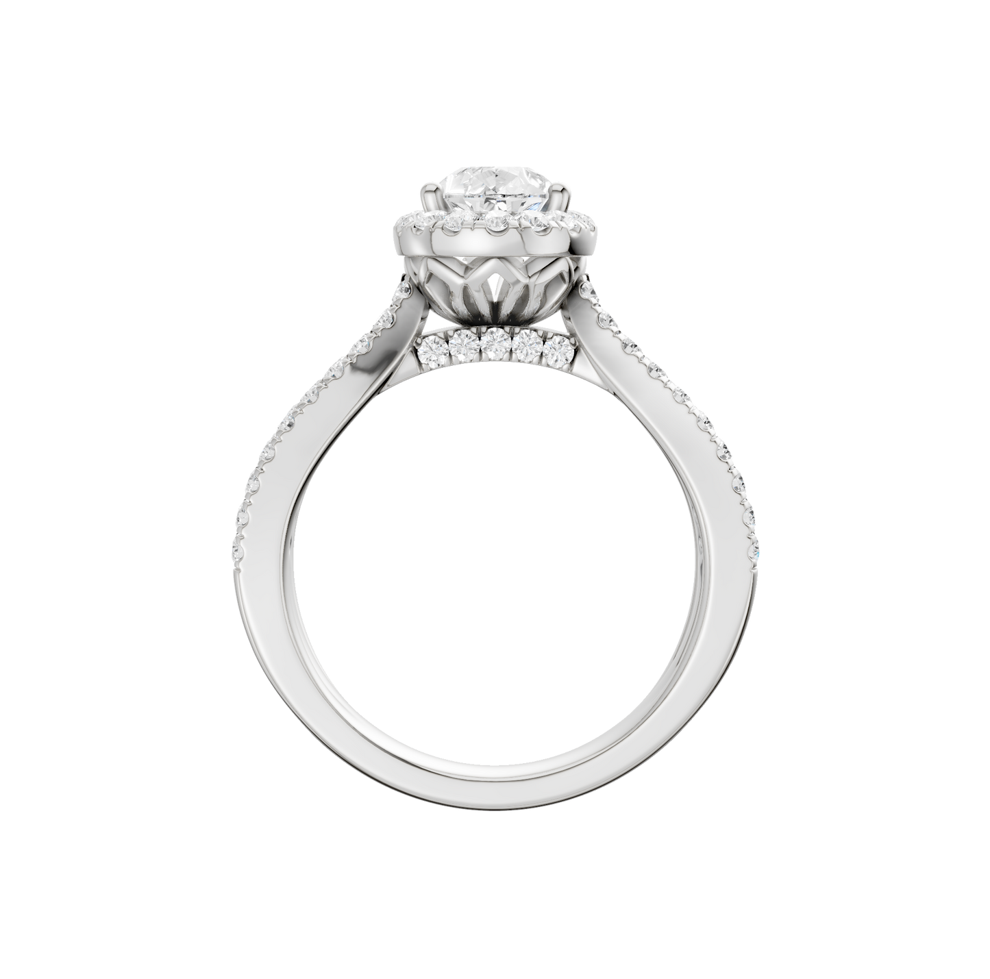 1.75ct Pear Shape Certified Single Halo Lab Diamond Ring