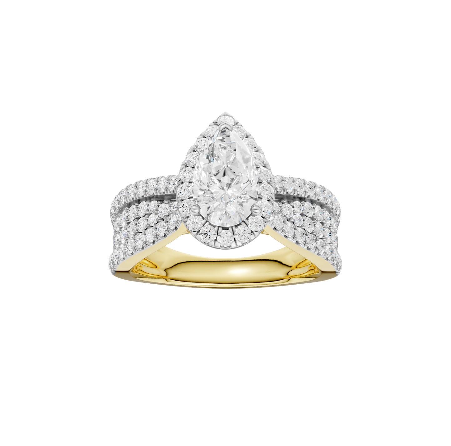 1.75ct Pear Shape Certified Single Halo Lab Diamond Ring