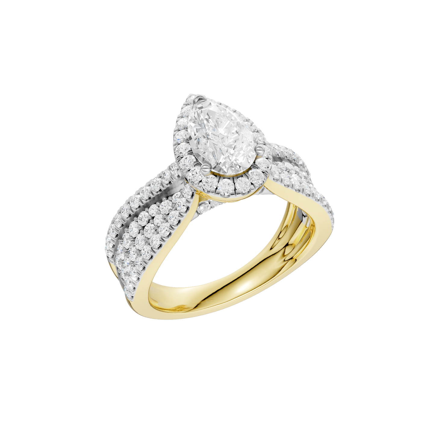 1.75ct Pear Shape Certified Single Halo Lab Diamond Ring