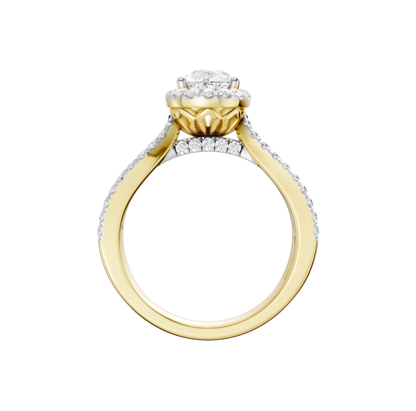 1.75ct Pear Shape Certified Single Halo Lab Diamond Ring