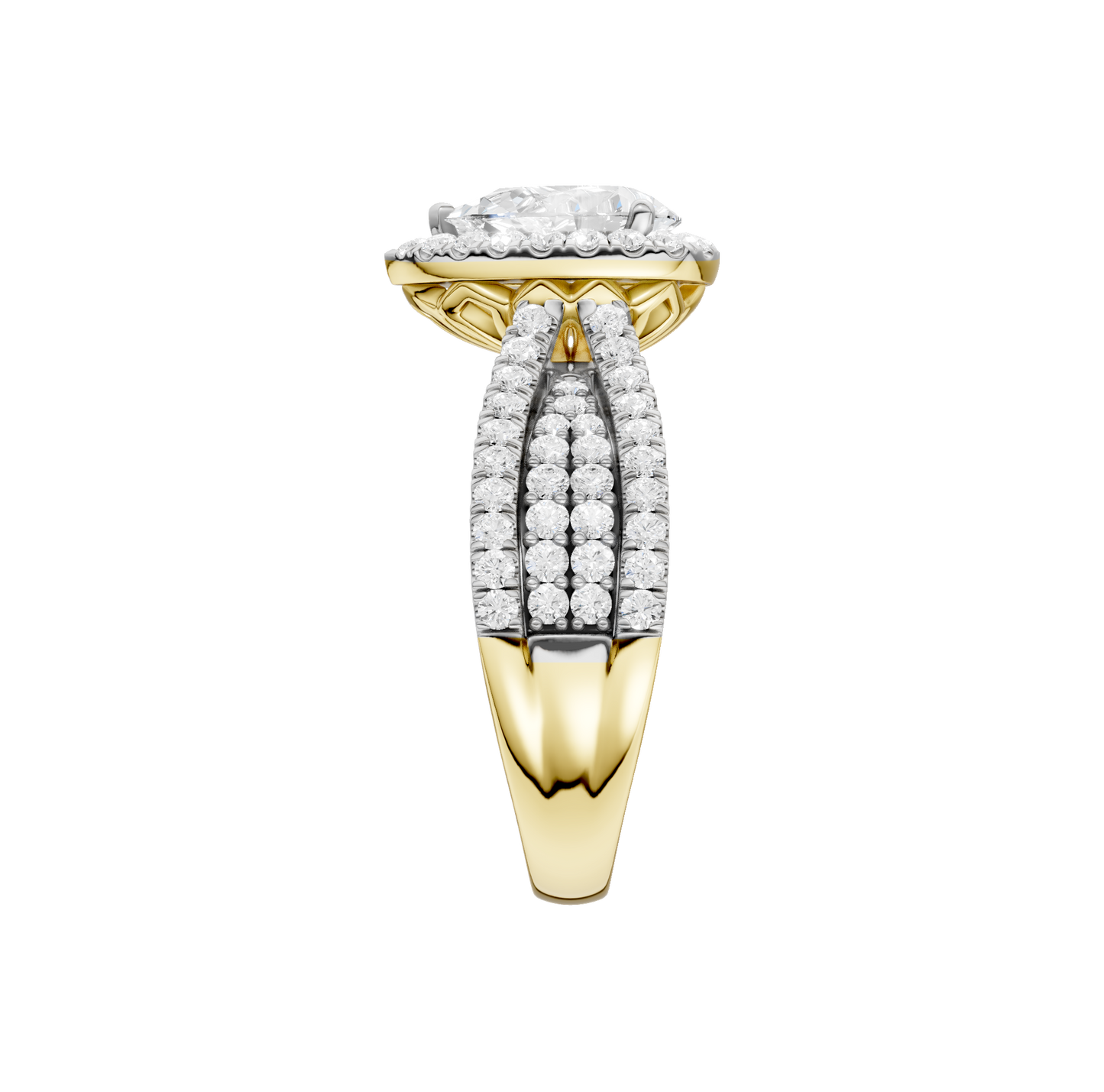 1.75ct Pear Shape Certified Single Halo Lab Diamond Ring