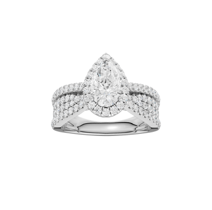 1.75ct Pear Shape Certified Single Halo Lab Diamond Ring