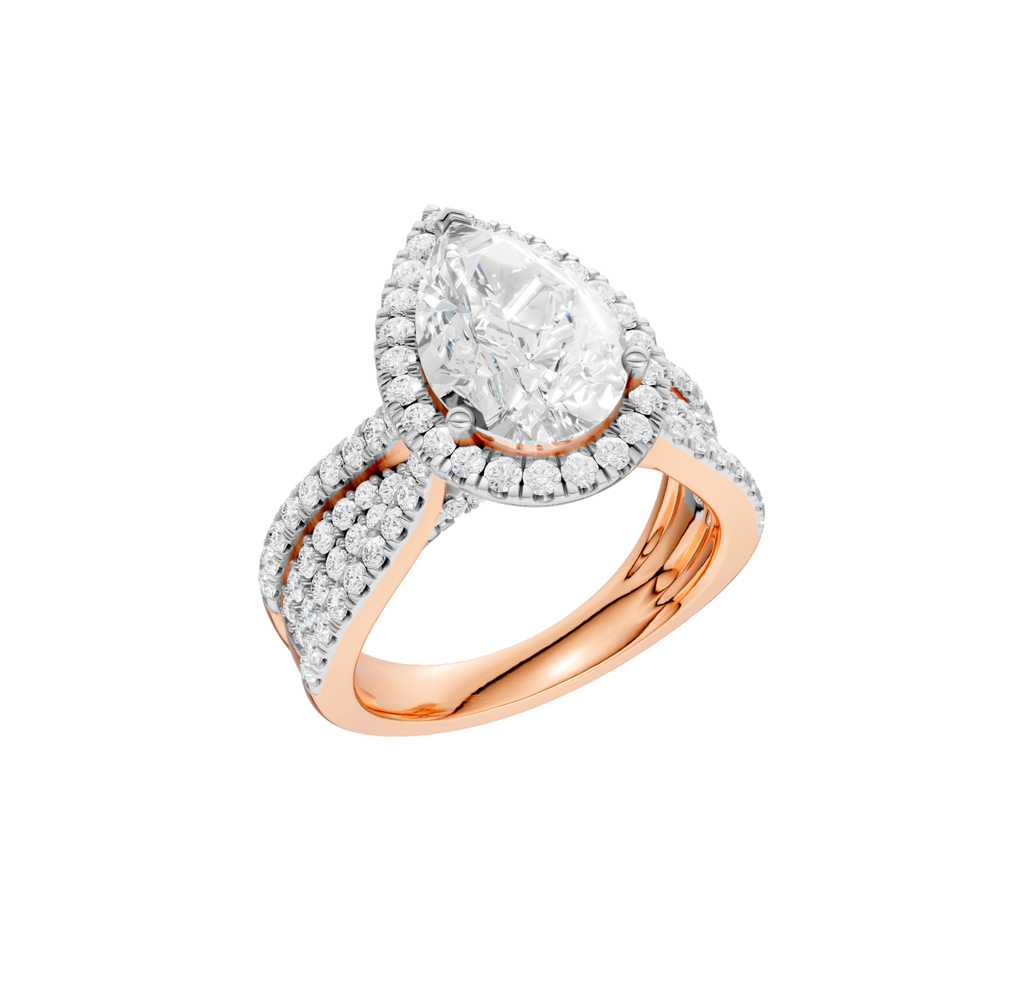 3.90ct Pear Certified Single Halo Lab Diamond Ring