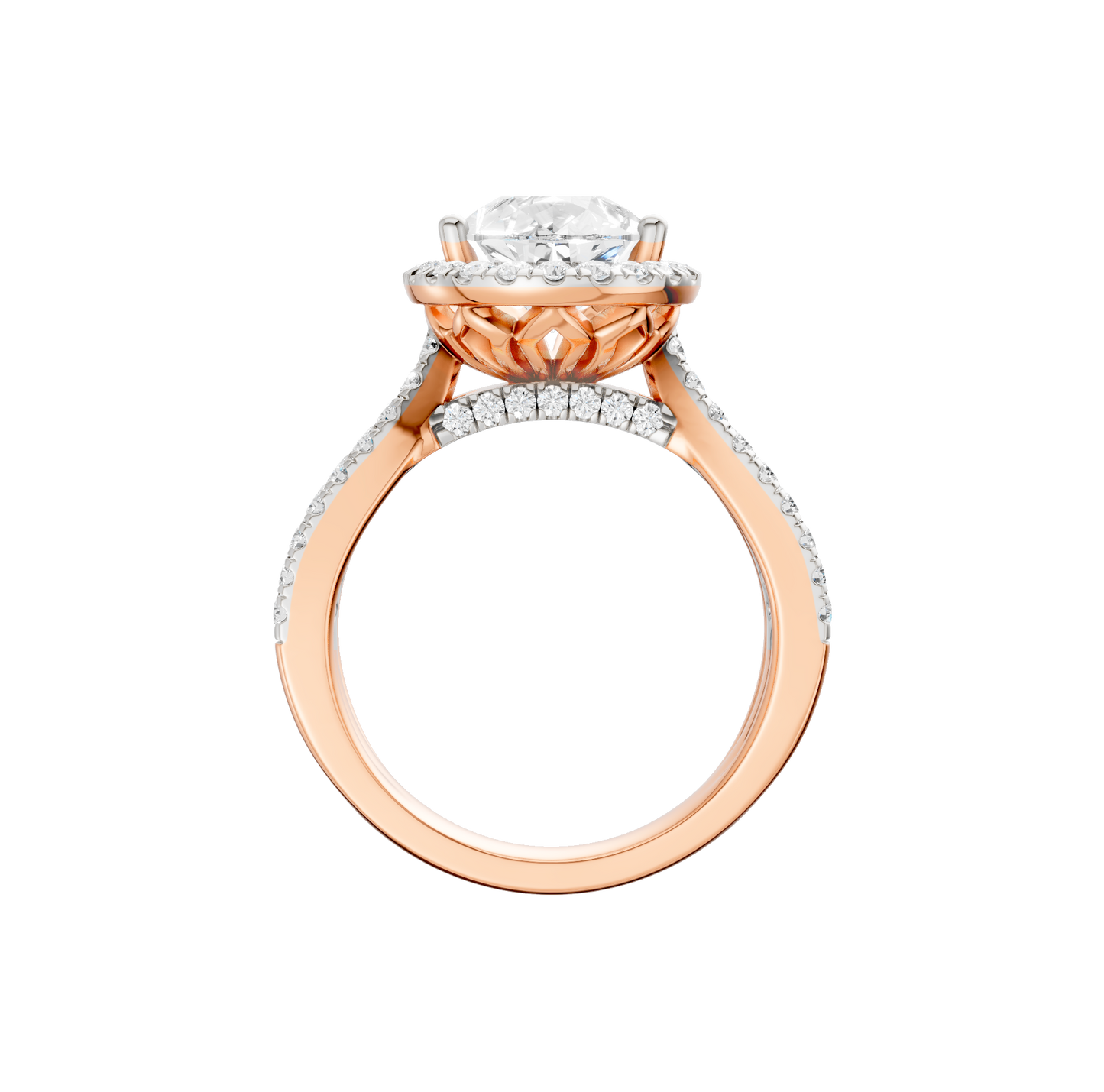 3.90ct Pear Certified Single Halo Lab Diamond Ring