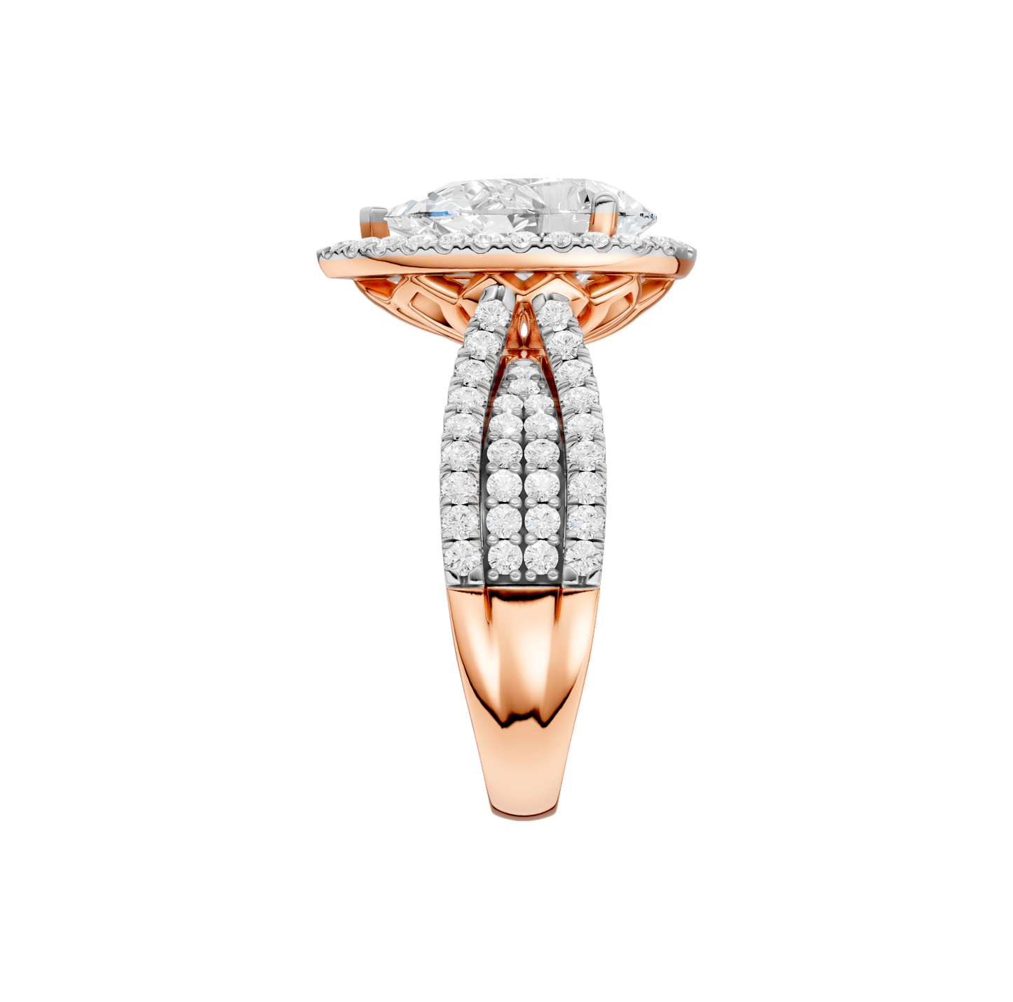 3.90ct Pear Certified Single Halo Lab Diamond Ring