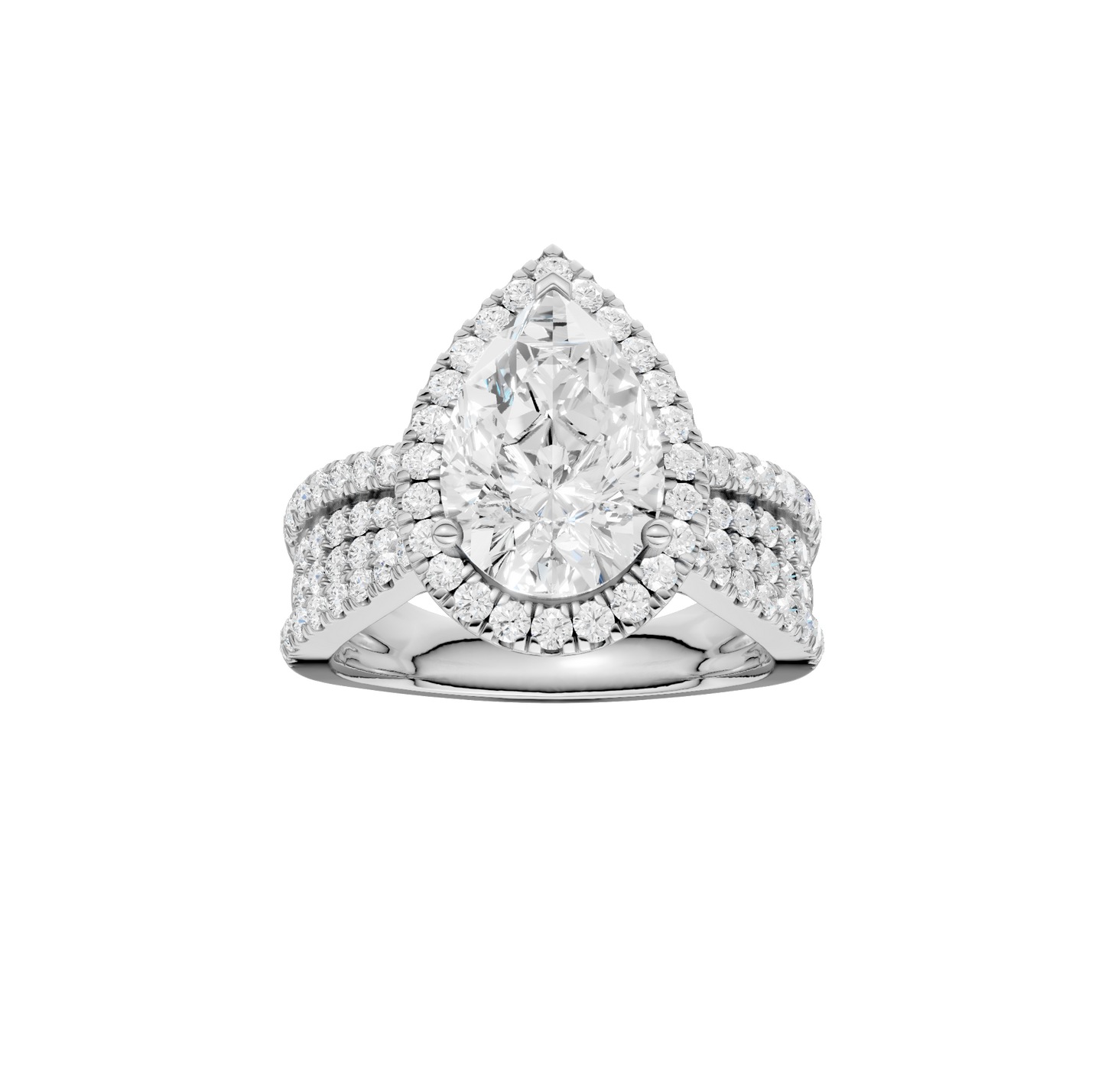 3.90ct Pear Certified Single Halo Lab Diamond Ring