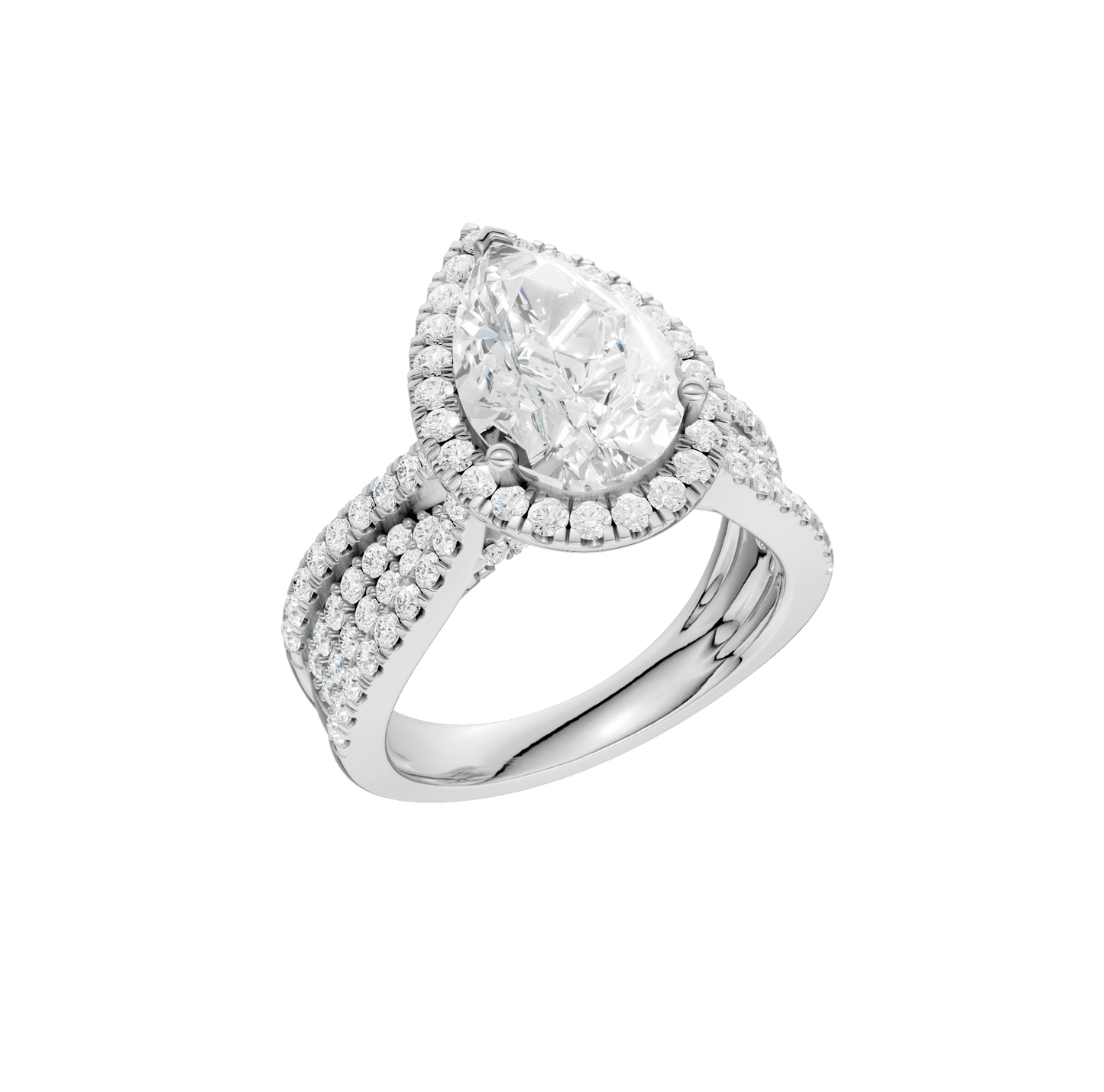 3.90ct Pear Certified Single Halo Lab Diamond Ring