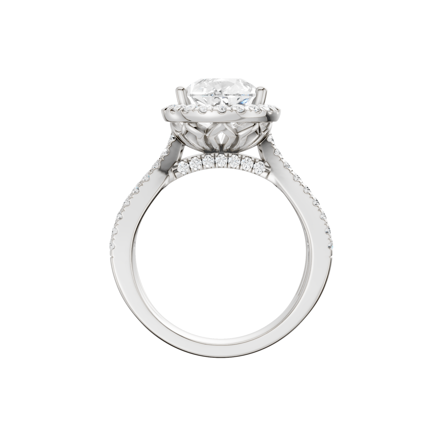 3.90ct Pear Certified Single Halo Lab Diamond Ring
