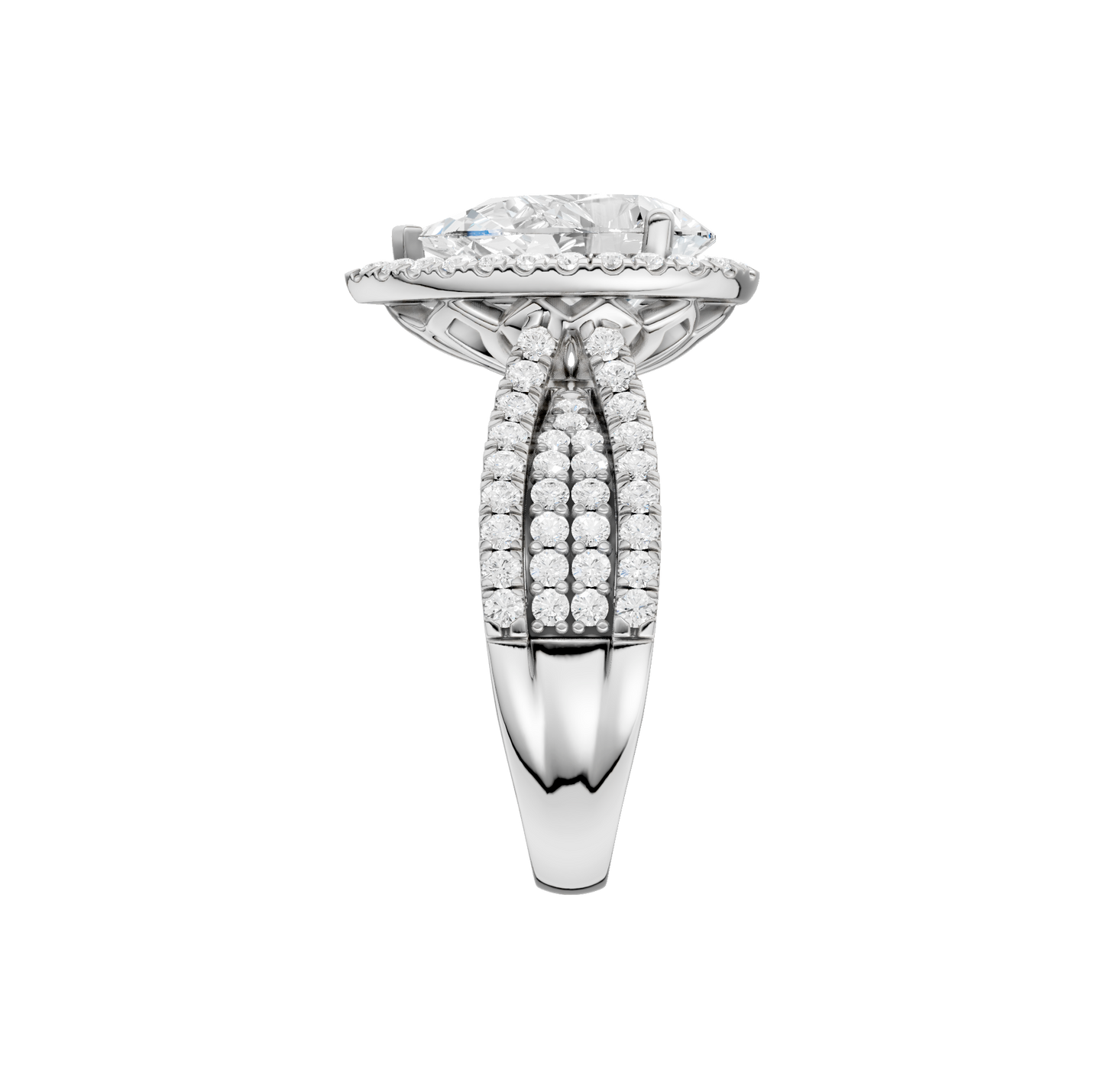 3.90ct Pear Certified Single Halo Lab Diamond Ring