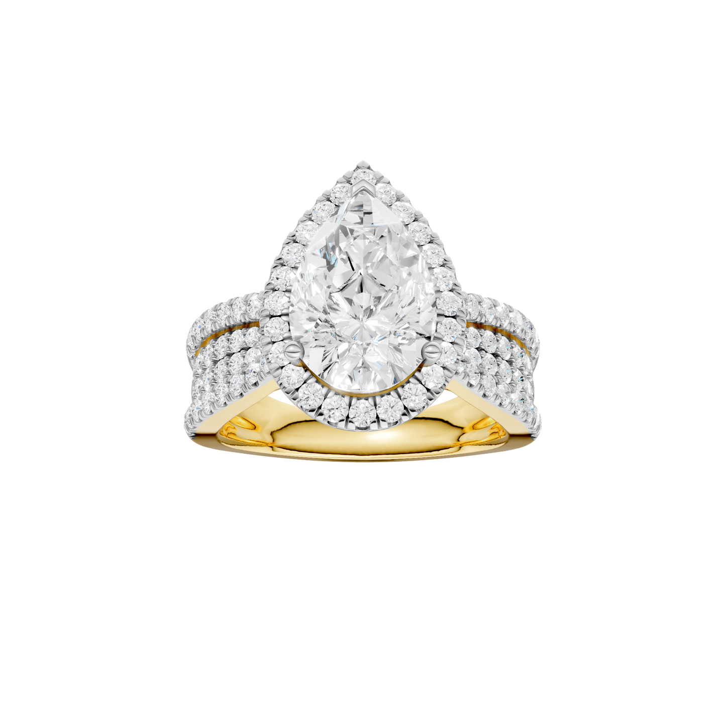 3.90ct Pear Certified Single Halo Lab Diamond Ring