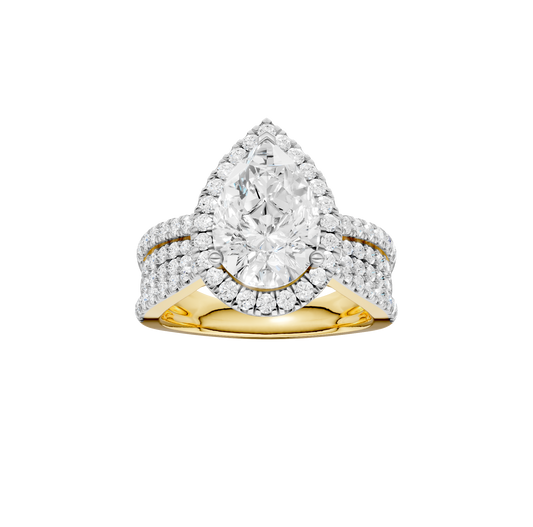 3.90ct Pear Certified Single Halo Lab Diamond Ring
