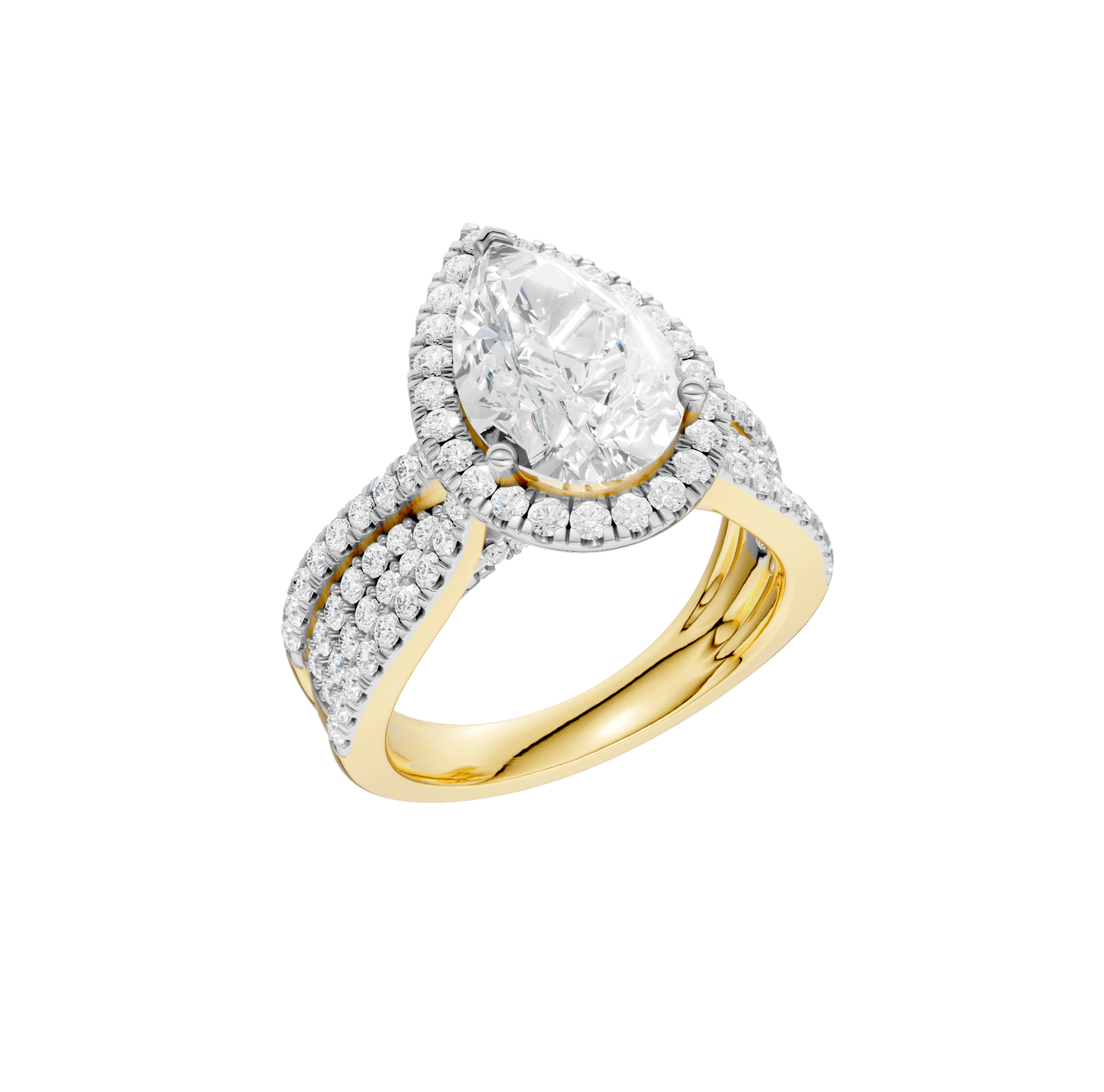 3.90ct Pear Certified Single Halo Lab Diamond Ring