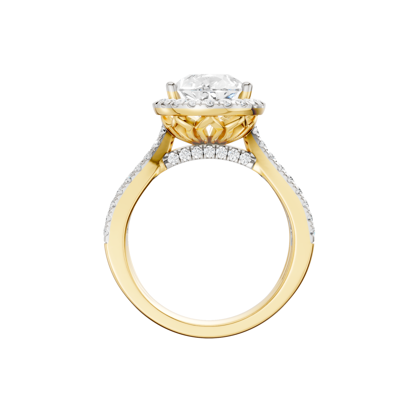 3.90ct Pear Certified Single Halo Lab Diamond Ring