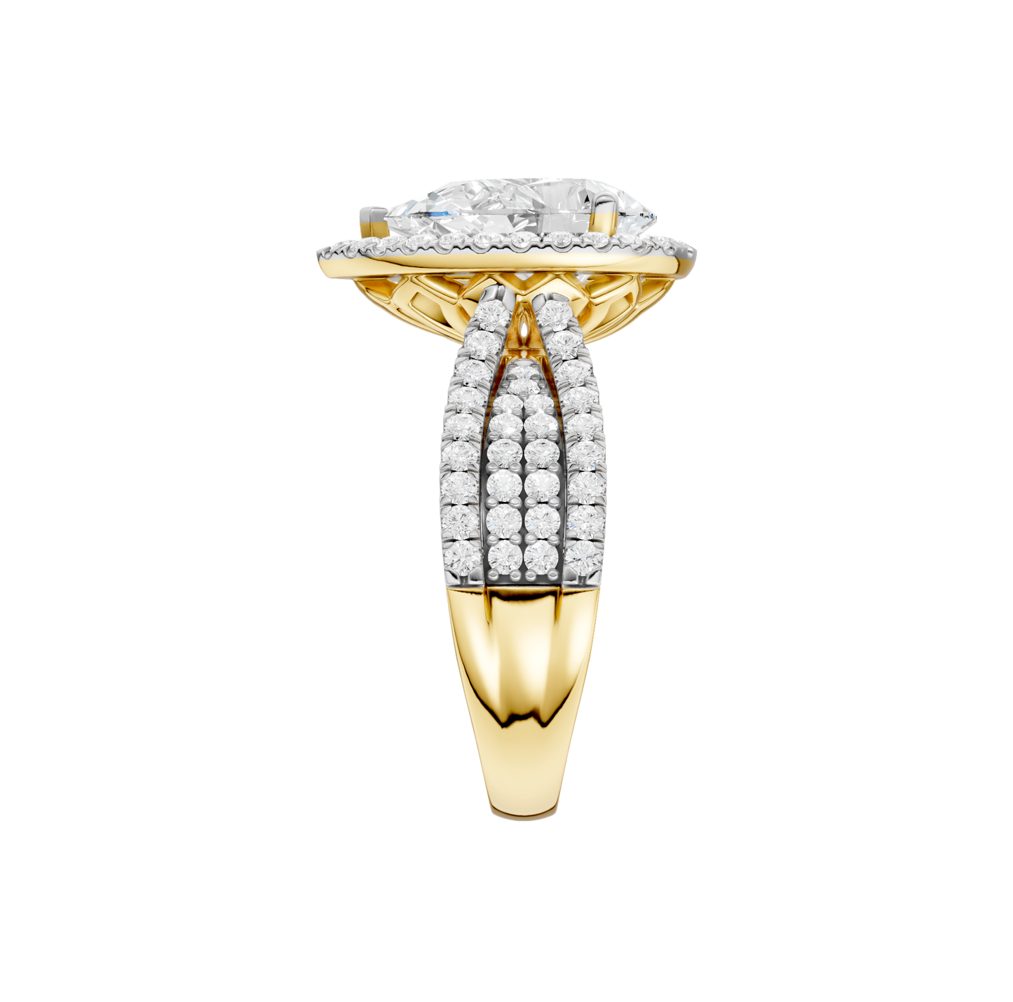 3.90ct Pear Certified Single Halo Lab Diamond Ring