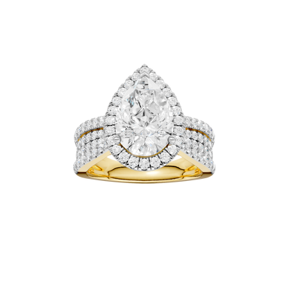 3.90ct Pear Certified Single Halo Lab Diamond Ring