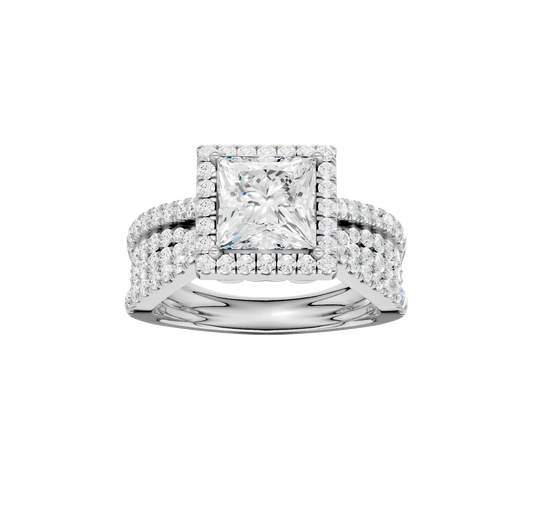 2.75ct Pear Certified Single Halo Lab Diamond Ring