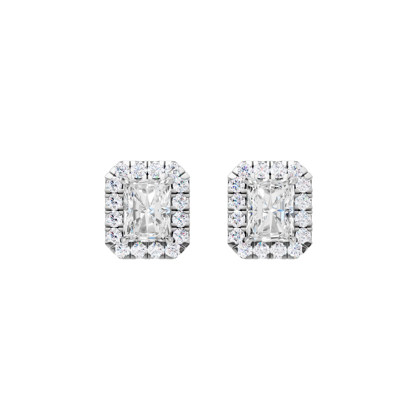 1.25ct Radiant Certified Single Halo Lab Diamond Earring