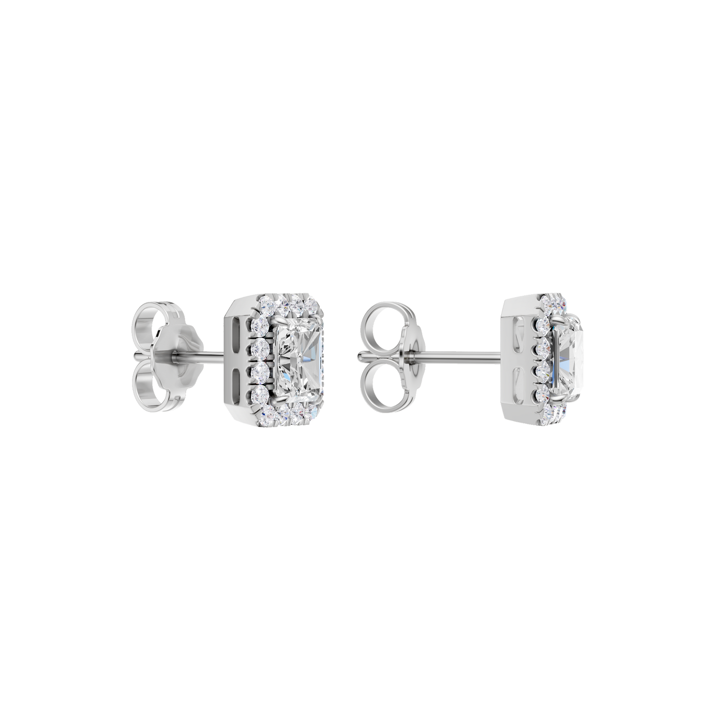 1.25ct Radiant Certified Single Halo Lab Diamond Earring