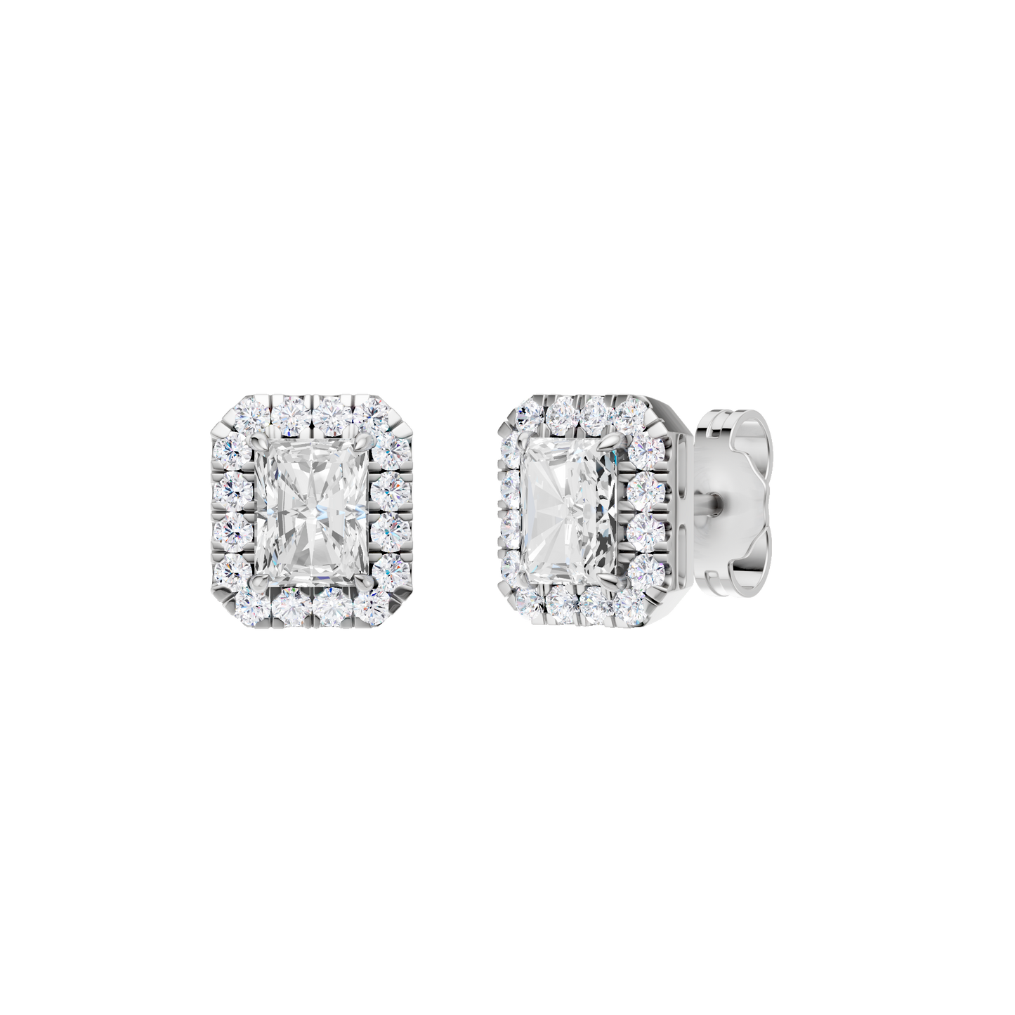 1.25ct Radiant Certified Single Halo Lab Diamond Earring