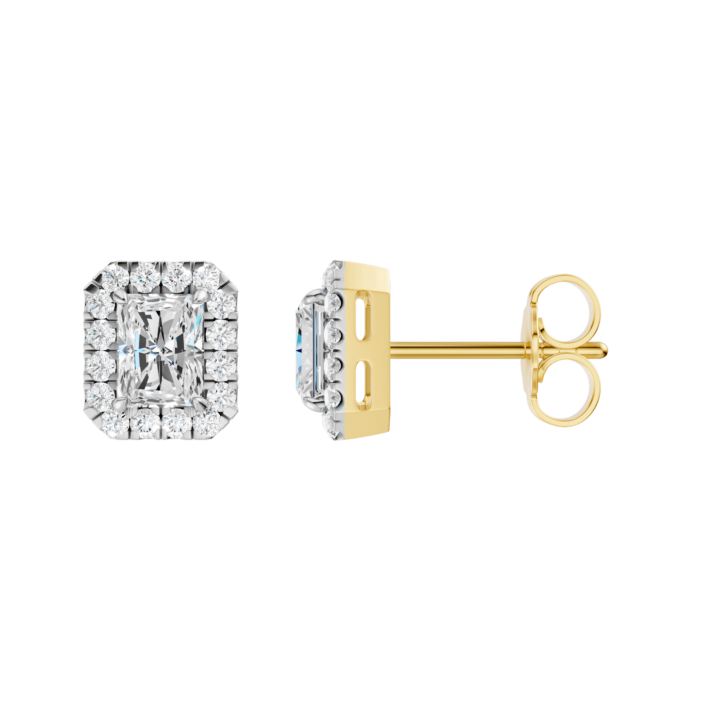 1.25ct Radiant Certified Single Halo Lab Diamond Earring