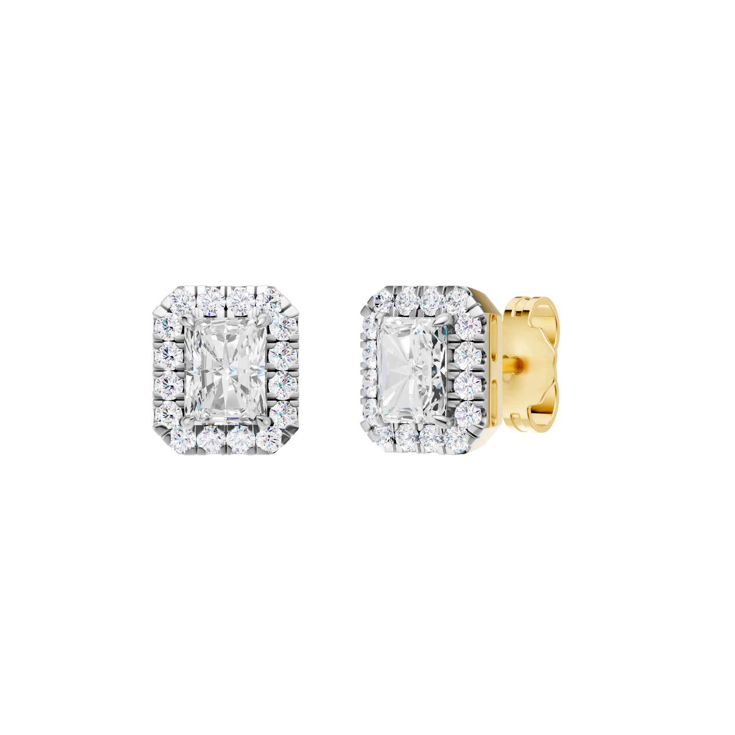 1.25ct Radiant Certified Single Halo Lab Diamond Earring