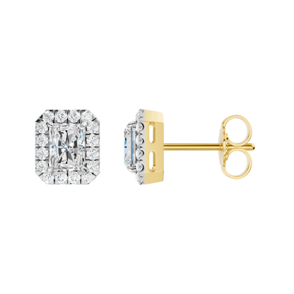 1.25ct Radiant Certified Single Halo Lab Diamond Earring