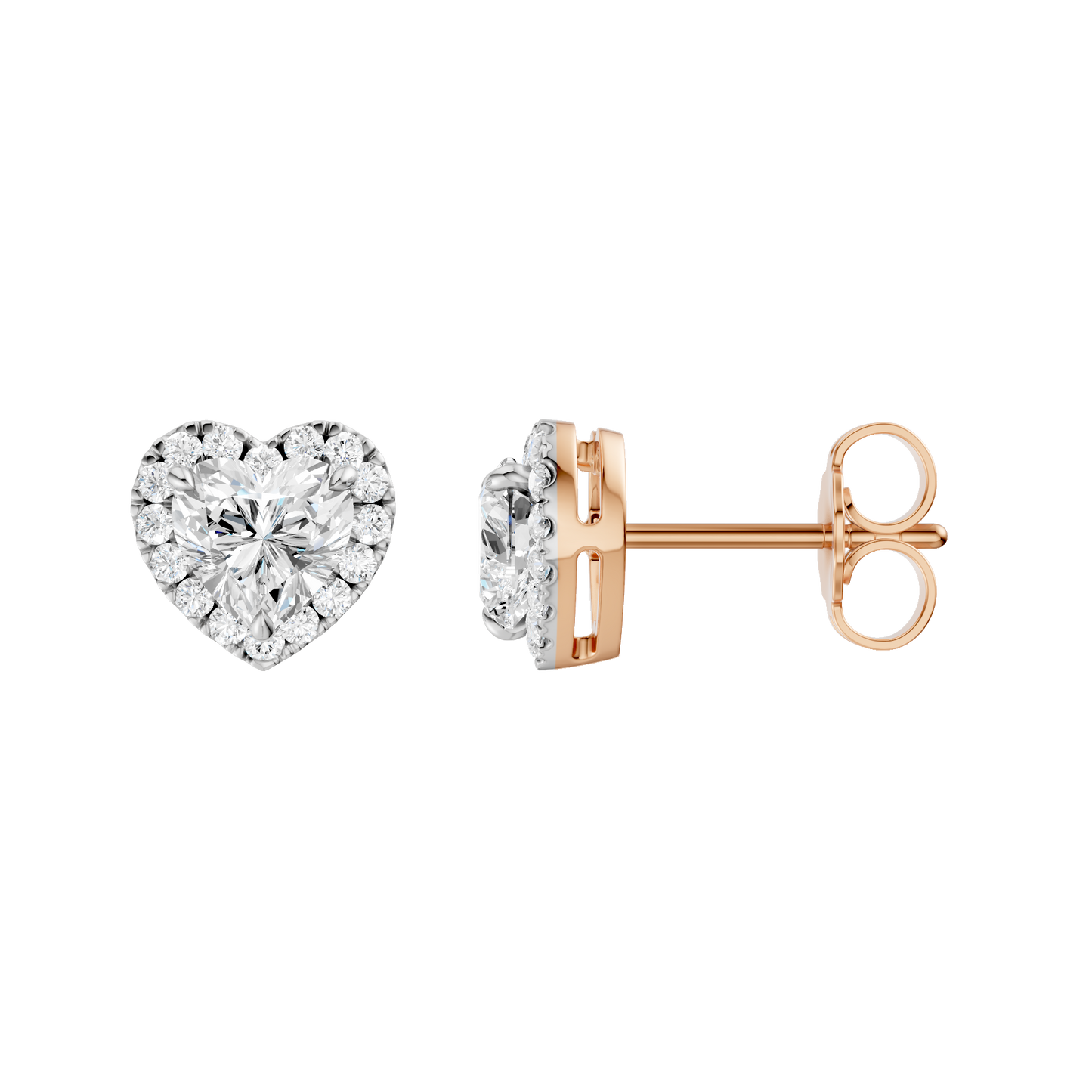 1.25ct Heart Certified Single Halo Lab Diamond Earring