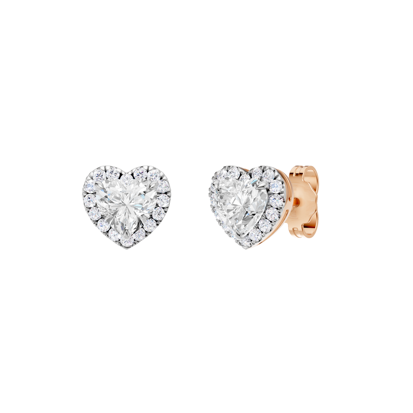 1.25ct Heart Certified Single Halo Lab Diamond Earring