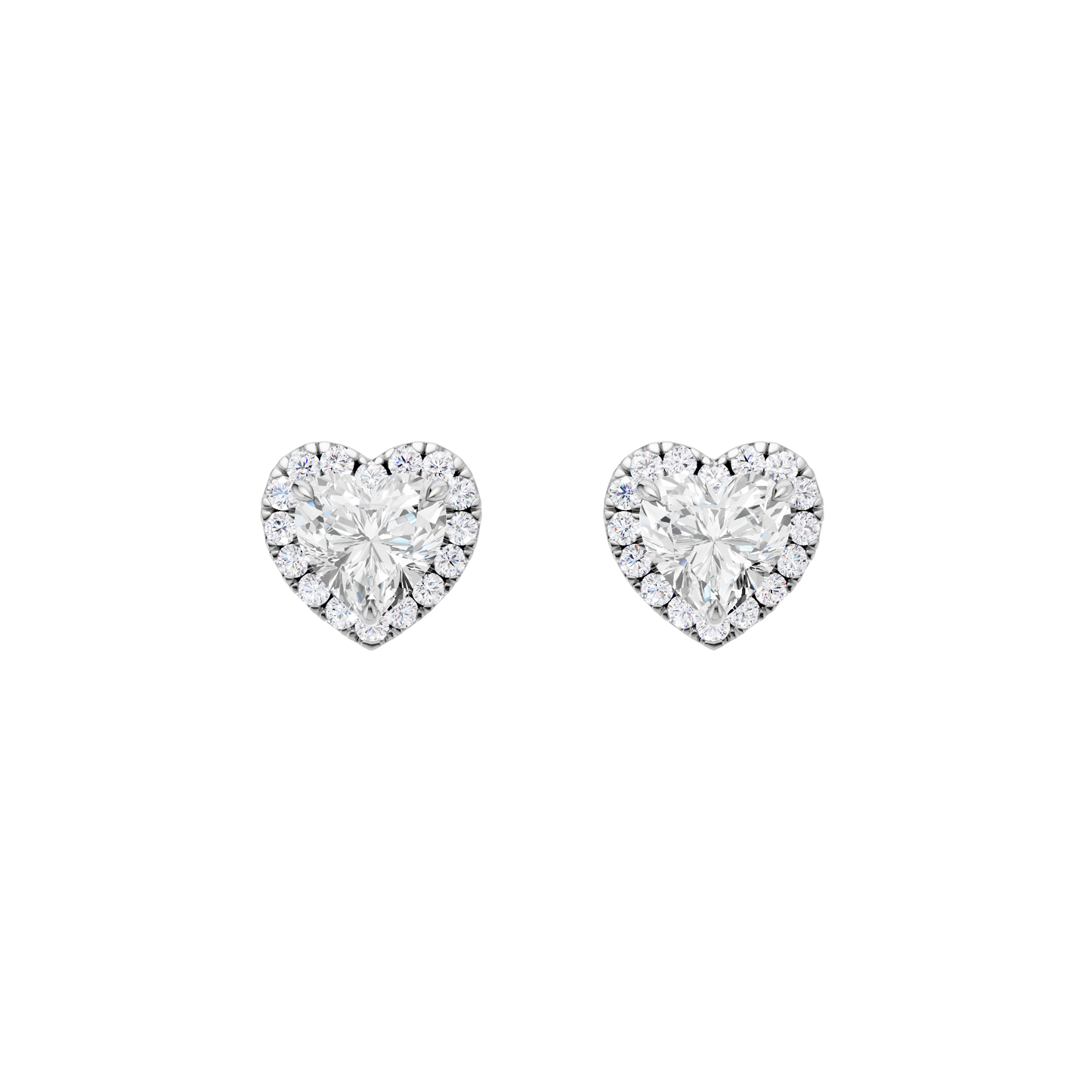 1.25ct Heart Certified Single Halo Lab Diamond Earring