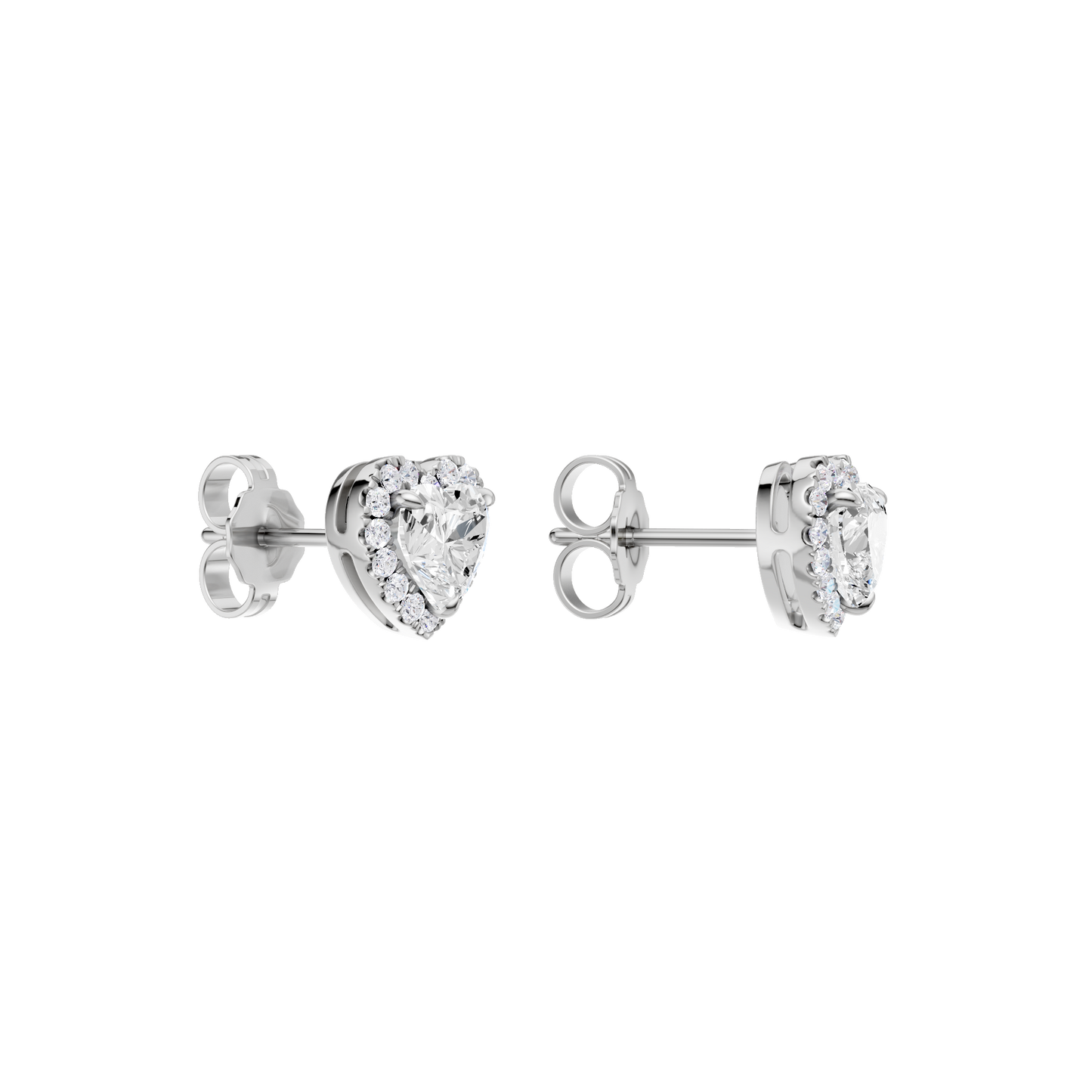 1.25ct Heart Certified Single Halo Lab Diamond Earring