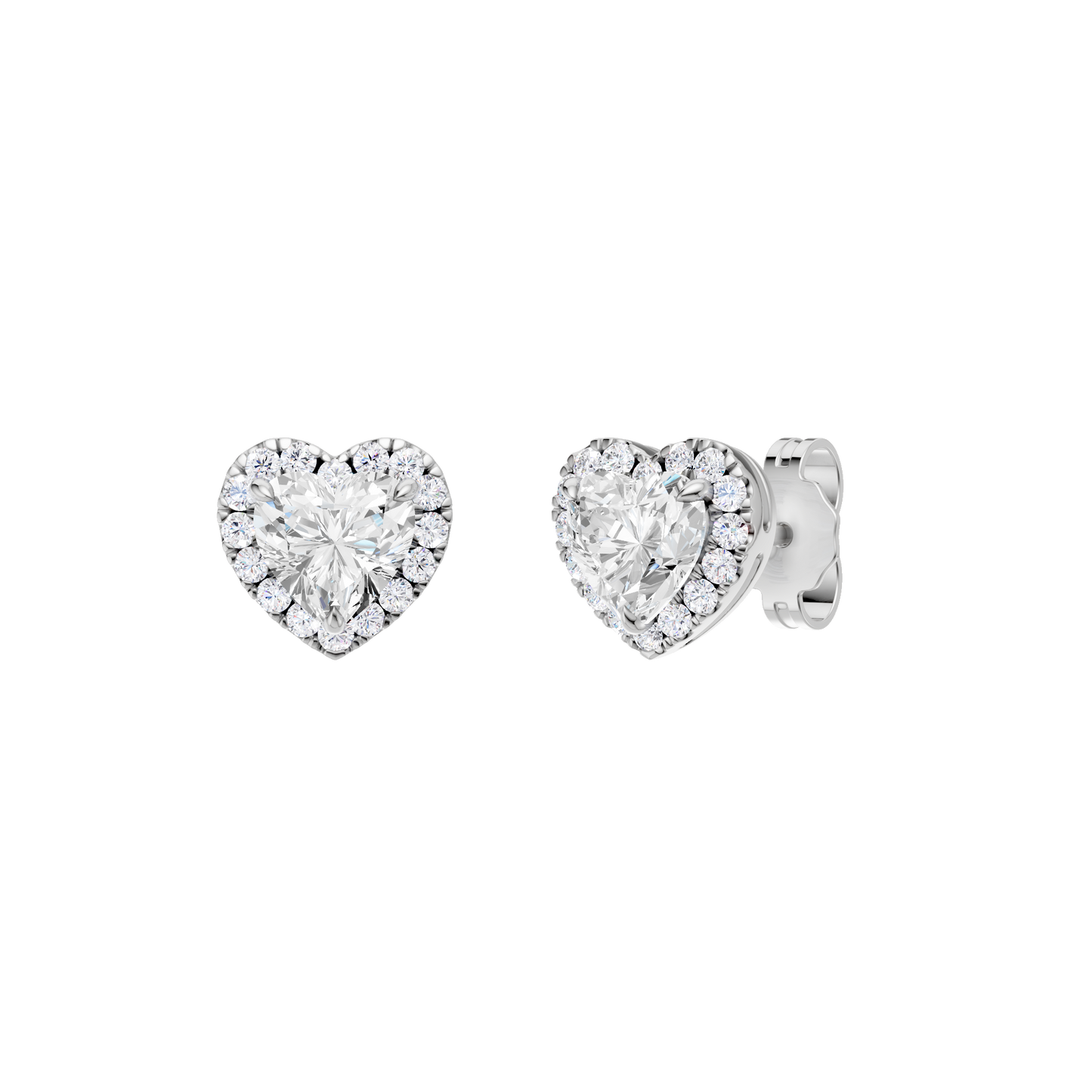 1.25ct Heart Certified Single Halo Lab Diamond Earring