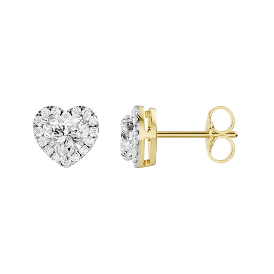 1.25ct Heart Certified Single Halo Lab Diamond Earring