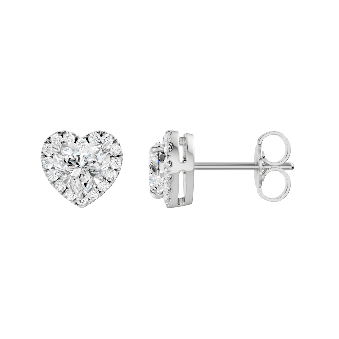 1.25ct Heart Certified Single Halo Lab Diamond Earring